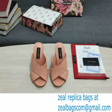 Dolce & Gabbana Heel 11cm Mules Calfskin Nude Pink with Geometric Heel 2022 - Click Image to Close